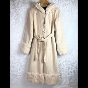 Arden B., Luxe, Cream, Wool, Angora Coat, S-M